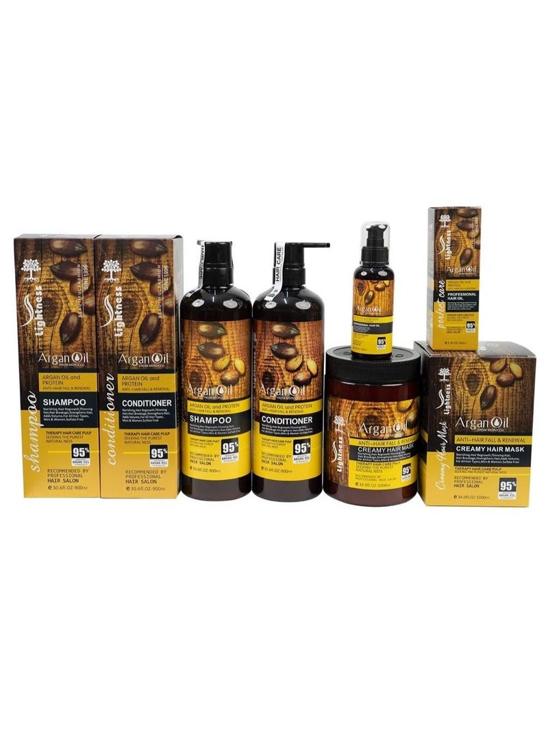 Moroccan Argan Oil (4 in 1 Set) Sulfate Free, Perfect for Damaged, Dry, Curly, Frizzy Hair - Thickening Formula for Fine/Thin Hair, Safe for Color and Keratin Treated Hair. - Image 1